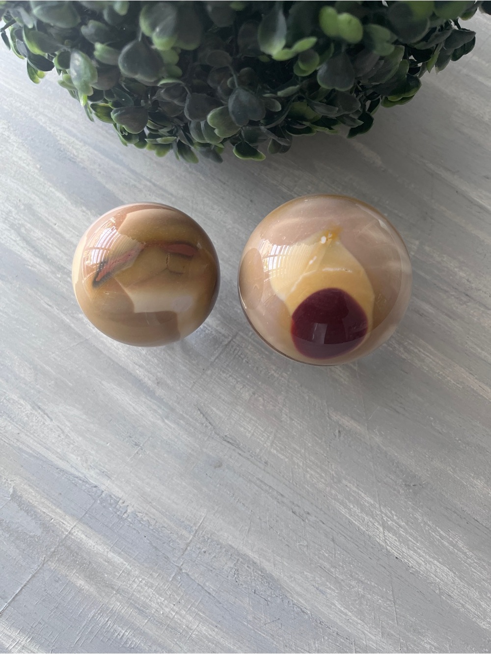 Pair of Mookaite Jasper Spheres